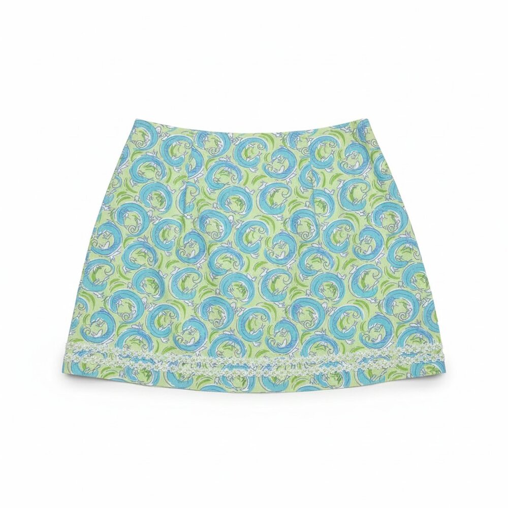 Lilly Pulitzer Skirt 10 Women's Vintage Leapin' Lizard Print Mini Green‎